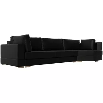 угловой диван Лига-026 правый угол (Экокожа/Черный) Лига Диванов 119187