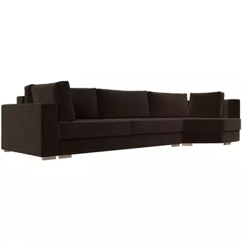 угловой диван Лига-026 правый угол (Микровельвет/Коричневый) Лига Диванов 119178