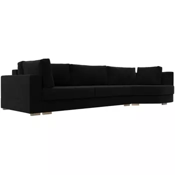 угловой диван Лига-026 правый угол (Микровельвет/Черный) Лига Диванов 119181