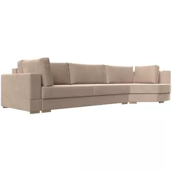 угловой диван Лига-026 правый угол (Велюр/Бежевый) Лига Диванов 119165