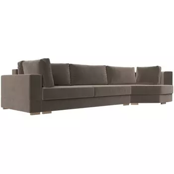 угловой диван Лига-026 правый угол (Велюр/Коричневый) Лига Диванов 119169