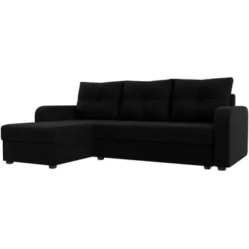 Угловой диван Ливерпуль Лайт левый угол (Микровельвет/Черный) Лига Диванов 117734L