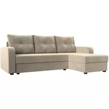 Угловой диван Ливерпуль Лайт правый угол (Микровельвет/Бежевый) Лига Диванов 117726