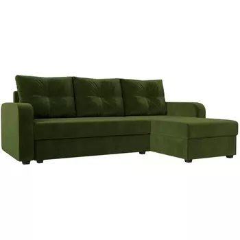 Угловой диван Ливерпуль Лайт правый угол (Микровельвет/Зеленый) Лига Диванов 117729