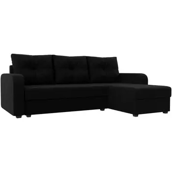 Угловой диван Ливерпуль Лайт правый угол (Микровельвет/Черный) Лига Диванов 117734