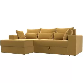 Угловой диван Майами левый (основа микровельвет желтый, подушки микровельвет ЖЕЛ/жел/жел) Лига Диванов 114941L