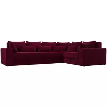 Угловой диван Майами Long правый (микровельвет бордовый, подушки микровельвет БОР/бор/бор) Лига Диванов 114888