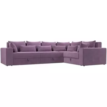 Угловой диван Майами Long правый (микровельвет сиреневый, подушки микровельвет СИР/сир/сир) Лига Диванов 114859