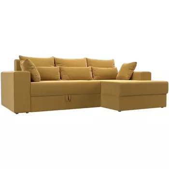 Угловой диван Майами правый (основа микровельвет желтый, подушки микровельвет ЖЕЛ/жел/жел) Лига Диванов 114941