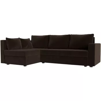 Угловой диван Мансберг левый (микровельвет коричневый) Лига Диванов 112533L