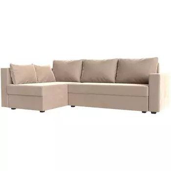 Угловой диван Мансберг левый (велюр бежевый) Лига Диванов 112520L