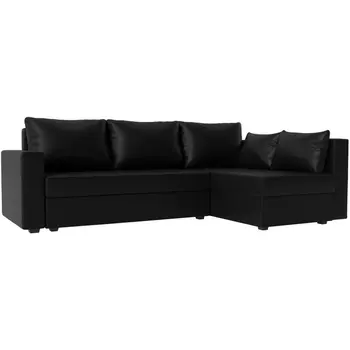 Угловой диван Мансберг правый (экокожа черная) Лига Диванов 112545