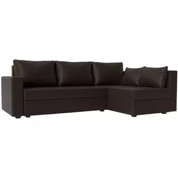 Угловой диван Мансберг правый (экокожа коричневая) Лига Диванов 112544