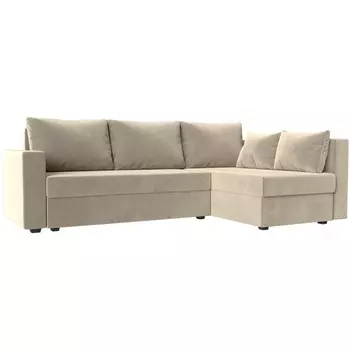 Угловой диван Мансберг правый (микровельвет бежевый) Лига Диванов 112528