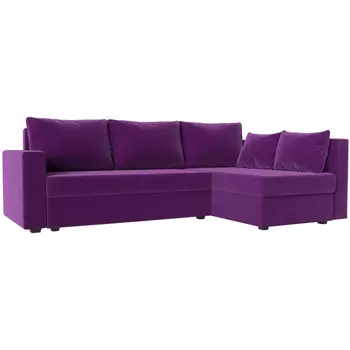 Угловой диван Мансберг правый (микровельвет фиолетовый) Лига Диванов 112535