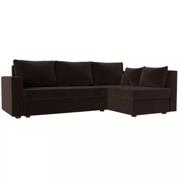 Угловой диван Мансберг правый (микровельвет коричневый) Лига Диванов 112533