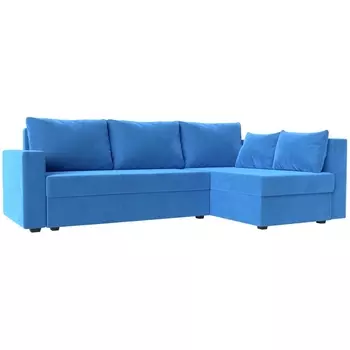 Угловой диван Мансберг правый (велюр голубой) Лига Диванов 112522