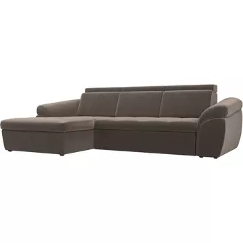 Угловой диван Мисандра левый (велюр коричневый) Лига Диванов 101807L