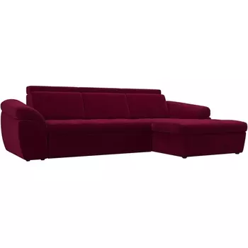 Угловой диван Мисандра правый (микровельвет бордовый) Лига Диванов 109641