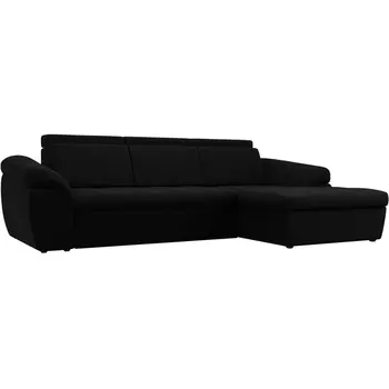 Угловой диван Мисандра правый (микровельвет черный) Лига Диванов 101815