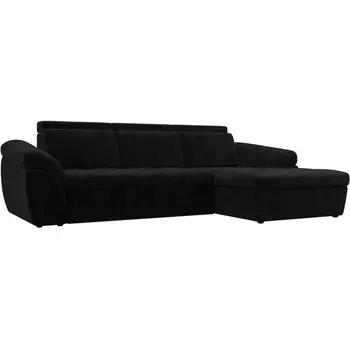 Угловой диван Мисандра правый (велюр черный) Лига Диванов 101810