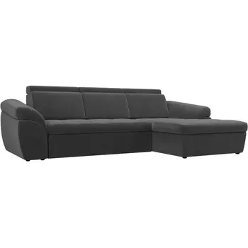 Угловой диван Мисандра правый (велюр серый) Лига Диванов 101808