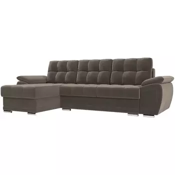 Угловой диван Нэстор левый угол (велюр коричневый) Лига Диванов 109806L