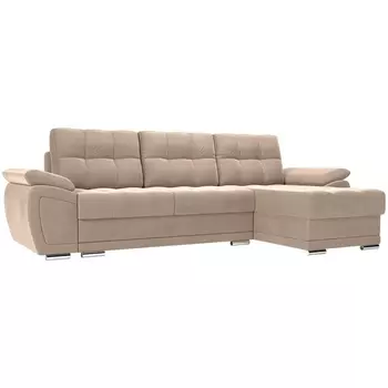 Угловой диван Нэстор правый (велюр бежевый) Лига Диванов 109809