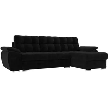 Угловой диван Нэстор правый (велюр черный) Лига Диванов 109811