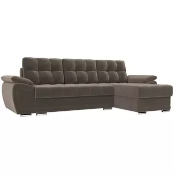 Угловой диван Нэстор правый (велюр коричневый) Лига Диванов 109806