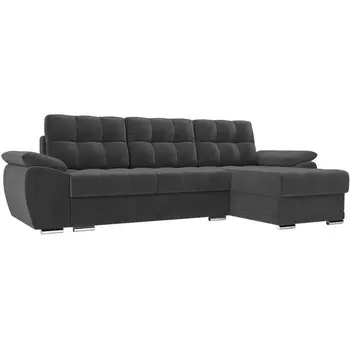 Угловой диван Нэстор правый (велюр серый) Лига Диванов 109810