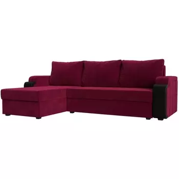 Угловой диван Николь лайт левый (основа микровельвет бордовый, компаньон экокожа черная) Лига Диванов 112810L