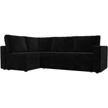 Угловой диван Оливер левый угол (велюр черный) Лига Диванов 102068L