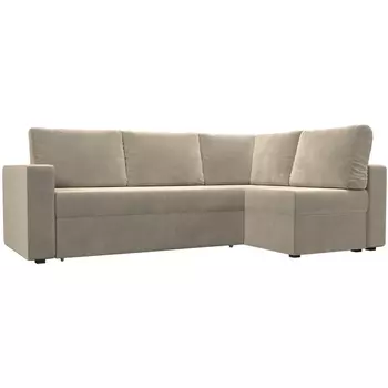 Угловой диван Оливер правый (микровельвет бежевый) Лига Диванов 102069