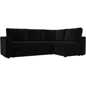 Угловой диван Оливер правый (велюр черный) Лига Диванов 102068