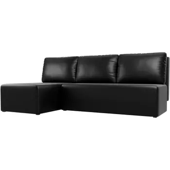 Угловой диван Поло левый (экокожа черная) Лига Диванов 100443L