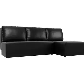 Угловой диван Поло правый (экокожа черная) Лига Диванов 100443
