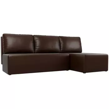 Угловой диван Поло правый (экокожа коричневая) Лига Диванов 100442