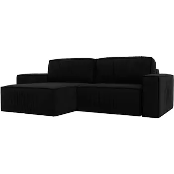 Угловой диван Прага классик левый угол (Микровельвет/Черный) Лига Диванов 116779L