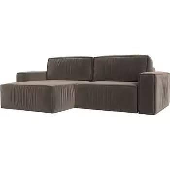 Угловой диван Прага классик левый угол (Велюр/Коричневый) Лига Диванов 116766L