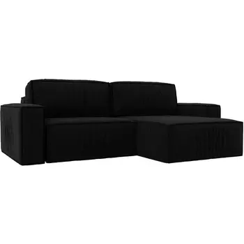 Угловой диван Прага классик правый угол (Микровельвет/Черный) Лига Диванов 116779