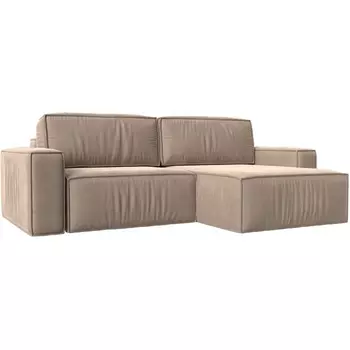 Угловой диван Прага классик правый угол (Велюр/Бежевый) Лига Диванов 116763