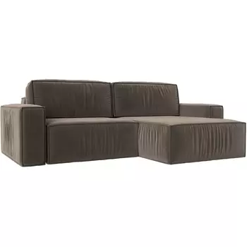 Угловой диван Прага классик правый угол (Велюр/Коричневый) Лига Диванов 116767