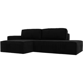 Угловой диван Прага модерн левый угол (Микровельвет/Черный) Лига Диванов 116755L