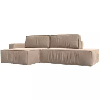 Угловой диван Прага модерн левый угол (Велюр/Бежевый) Лига Диванов 116739L