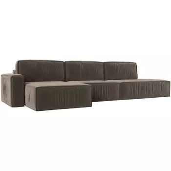 Угловой диван Прага модерн лонг левый угол (Велюр/Коричневый) Лига Диванов 116587L