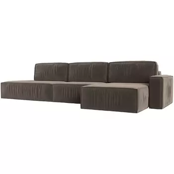 Угловой диван Прага модерн лонг правый угол (Велюр/Коричневый) Лига Диванов 116587