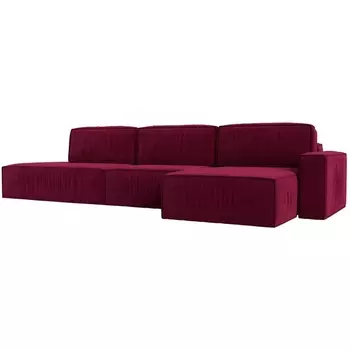 Угловой диван Прага модерн лонг правый угол (Микровельвет/Красный) Лига Диванов 116592