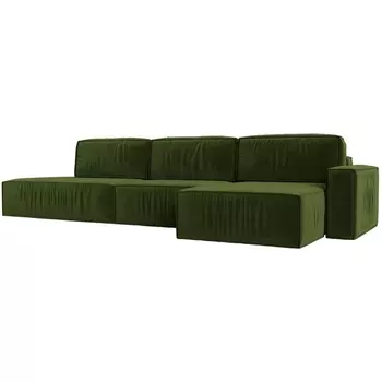 Угловой диван Прага модерн лонг правый угол (Микровельвет/Зеленый) Лига Диванов 116594