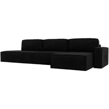 Угловой диван Прага модерн лонг правый угол (Микровельвет/Черный) Лига Диванов 116599